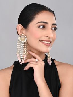 Anvik - Pink Elegant Pearl and Bead Chandelier Earrings