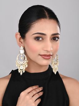 Anvik - White Kundan Pearl Chandbali Earrings