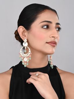 Anvik - Multi-Color Kundan Pearl Chandbali Earrings