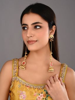 Anvik - Pink Gold Plated Kashmiri Long Jhumka Earrings
