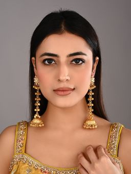 Anvik - Pink Kashmiri Long Drop Jhumka Earring