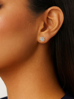 RACHIVA - 925 Sterling Silver Round Sunflower Zircon Stud Earrings