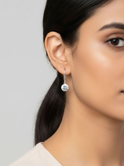 RACHIVA - 925 Sterling White Round Zircon Drop Earrings