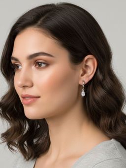 RACHIVA - 925 Sterling Teardrop Zircon Drop Hoop Earrings