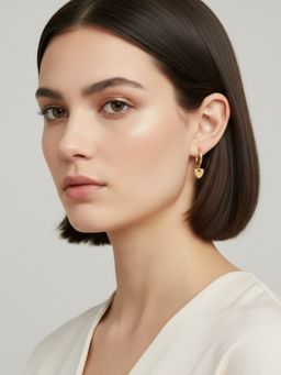 RACHIVA - 925 Sterling 18K Gold Plated Heart Drop Hoop Earrings