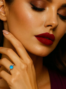 RACHIVA - 925 Sterling Silver Blue Topaz Solitaire Ring