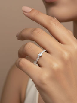 RACHIVA - 925 Sterling White Solitaire Zircon Adjustable Ring
