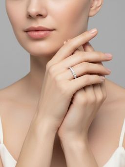 RACHIVA - 925 Sterling White Adjustable Half Eternity Zircon Ring