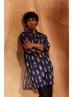 Eleven Brothers - Blue Cocktail Party Silk Kurta