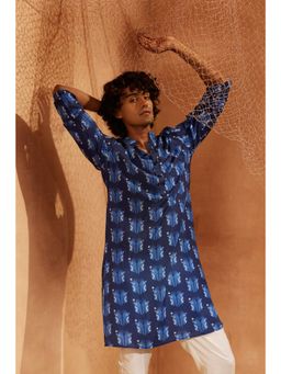 Eleven Brothers - Blue Sea Birds Silk Kurta