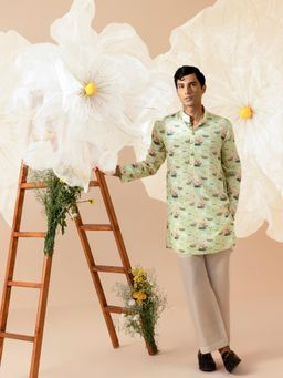 Eleven Brothers - Green Pond Of Dreams Silk Kurta