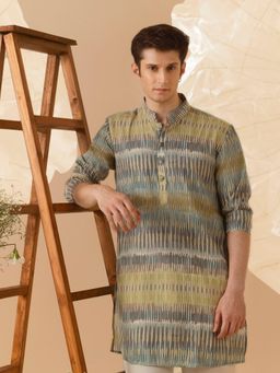 Eleven Brothers - Green Earthen Hues Silk Kurta