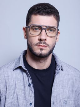 Intellilens - Unisex UV Protected Pilot Blue Cut Computer Glasses for Eye Protection Grey (54-17-140)