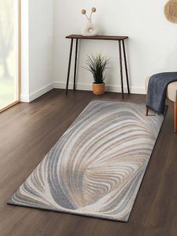OBSESSIONS - Abstract Antistatic 2.5x5 Feet Beige and Brown Bedside Runner