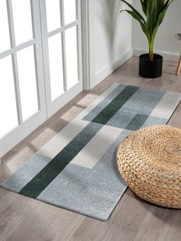 OBSESSIONS - Geometric Antistatic 2.5x5 Feet Olive and beige Bedside Runner