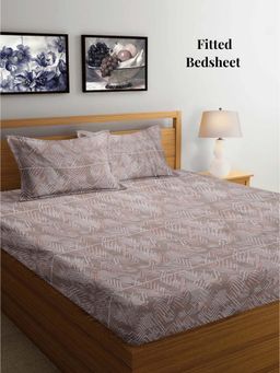 ARRABI - Multi Abstract TC Cotton Blend Supert King Fitted Bedsheet with 2 Pillow Covers