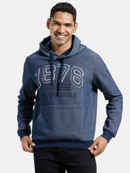 Jockey - UM22 Men Super Combed Cotton Rich Hoodie Sweatshirt with Ribbed Cuffs - Navy