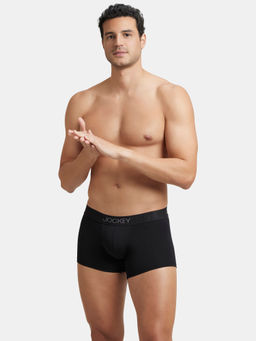 Jockey - IC32 Men Supima Cotton Elastane Stretch Solid Trunk - Black (2XL)