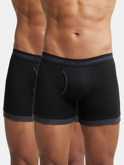 Jockey - 1017 Men Cotton Solid Boxer Brief - Black & Black Melange (Pack of 2)