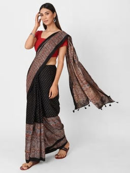 Fabindia - Cupro Modal Ajrakh Print Sari