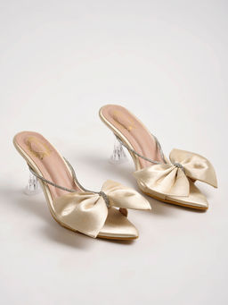 Shoetopia - Stylish Western Embellished Golden Heels For Women & Girls