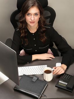 VERO MODA - Women Solid Work Wear Black Top