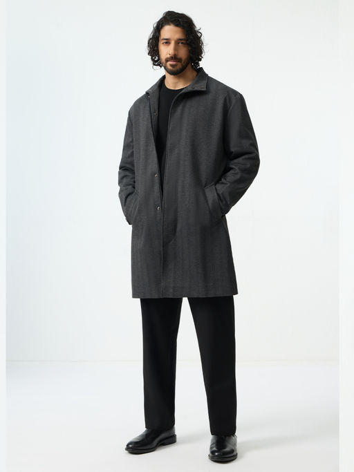 The Souled Store Charcoal Black Men Trench Coat