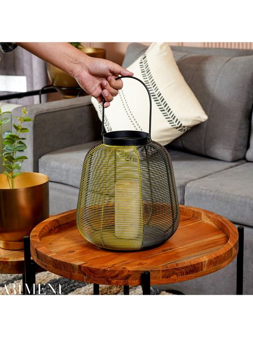The Artment Bohemian Flicker of Fire Hurricane Table Lamp For Home D cor Mustard