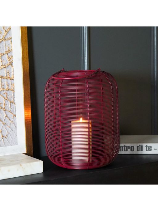 The Artment Boho Glow Hurricane Metal Table Lamp For Home D cor red