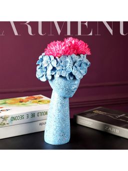 The Artment - Big Surreal Face Ceramic Table Planters For Home Office Living Room Décor Blue