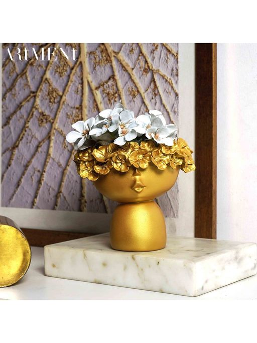 The Artment Small Surreal Face Ceramic Table Planters For Home Office Living Room D cor Gold