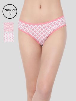 Clovia - Cotton Spandex Low Waist Outer Elastic Bikini Panty Multi-Color (Pack of 3)
