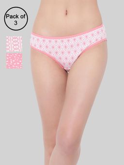 Clovia - Cotton Spandex Low Waist Outer Elastic Bikini Panty Multi-Color (Pack of 3)