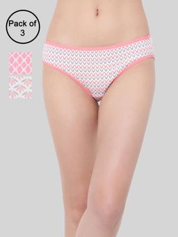 Clovia - Cotton Spandex Low Waist Outer Elastic Bikini Panty Multi-Color (Pack of 3)