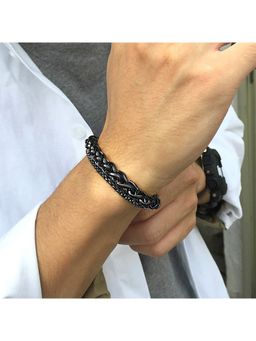 Yellow Chimes - Men Black Rhodium-Plated Link Bracelet