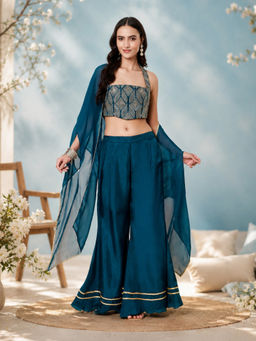 SILCHIC - Womens Teal Blue Co-Ord Set