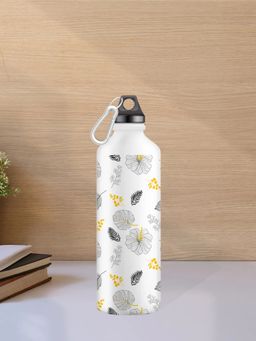 DecorTwist - Printed Stainless Steel Water Bottle for Home & Office White