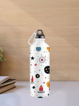 DecorTwist - Printed Stainless Steel Water Bottle for Home & Office White