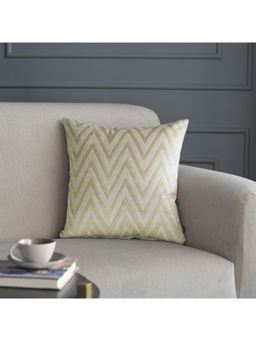 GM - Chevron Off White Jacquard Cushion Cover (18 x 18 Inches)