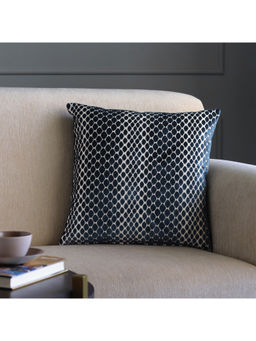 GM - Spots Navy Blue Jacquard Cushion Cover (18 x 18 Inches)