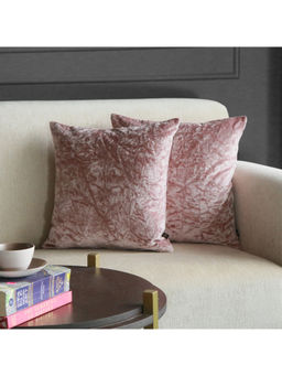 GM - Solid Pink Velvet Cushion Covers (Pack of 2) (18 x 18 Inches)