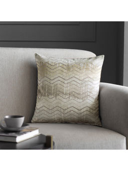 GM - Chevron Beige Velvet Cushion Cover (18 x 18 Inches)
