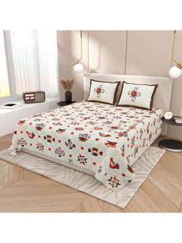 Indra's - White 120Tc Viscose Cotton Bedsheet with 2 Pillow Covers (King)