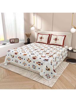 Indra's - White 120Tc Viscose Cotton Bedsheet with 2 Pillow Covers (King)