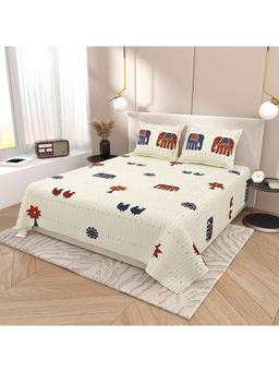 Indra's - Red 120Tc Viscose Cotton Bedsheet with 2 Pillow Covers (King)