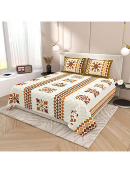 Indra's - White 120Tc Viscose Cotton Bedsheet with 2 Pillow Covers (King)