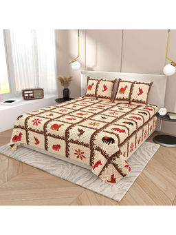 Indra's - Beige 120Tc Viscose Cotton Bedsheet with 2 Pillow Covers (King)