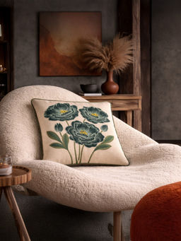 BELIHODE - Green Botanic Charm Jade Regalia Hand Embroidered Cushion Cover (16 x 16 Inches)