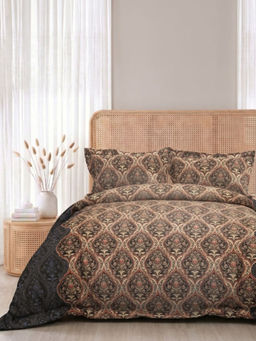the White Moss - Brown 250Tc Pure Cotton Reactive Bedsheet with 2 Pillow Covers (King Size)