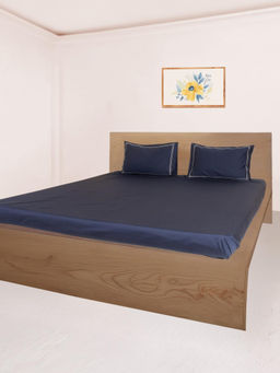 Oyvu - Navy Blue 700Tc Bedsheet with 2 Pillow Covers